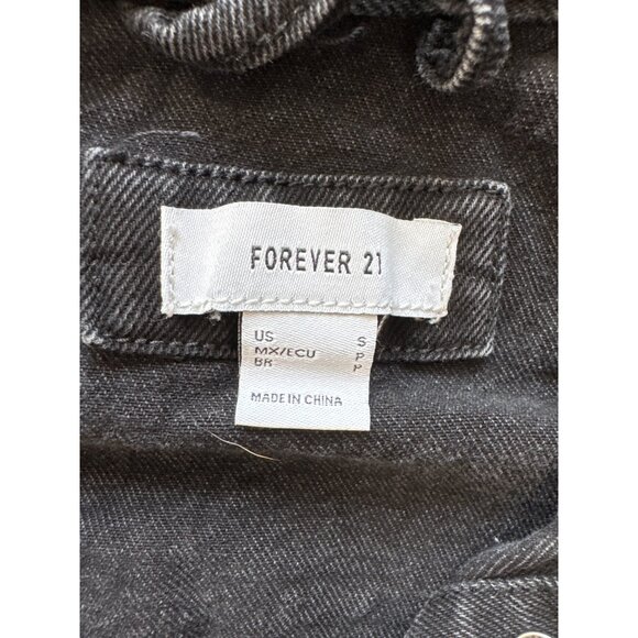 Forever 21 Distressed Black Denim Jacket S - Picture 6 of 9
